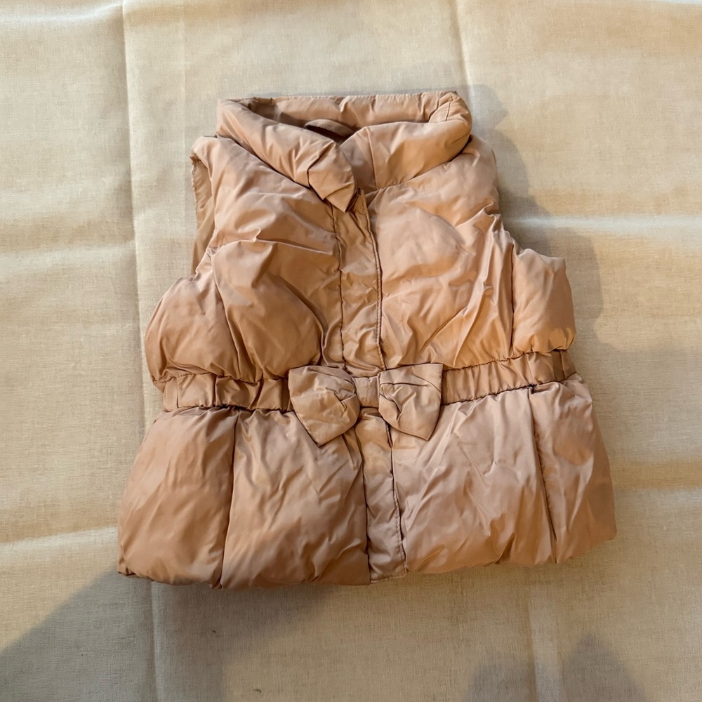 New Gap vest jacket puffer bow belt pink snap button bubble 12–18 months